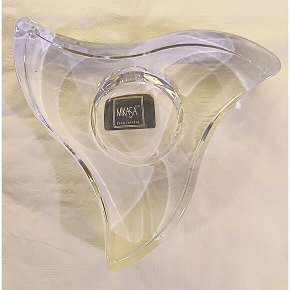 Mikasa Lead Crystal Waves Triangular Votive Tealight Holder - Picture 5 of 5